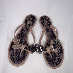 Valentino Garavani Lace-Print Bow Jelly Sandal